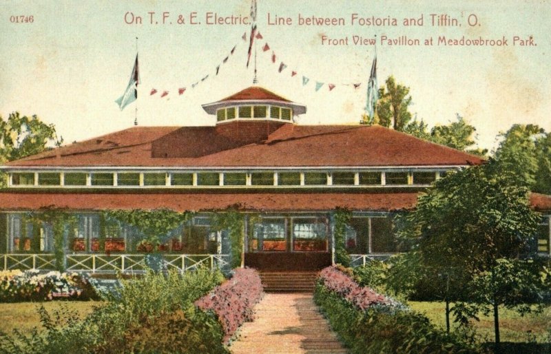 c. 1910 Pavilion At Meadowbrook Park Tiffin, OH T.F. & E Postcard P16 