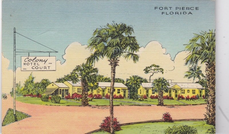 Florida Fort Pierce Colony Hotel Court Curteich sk5149