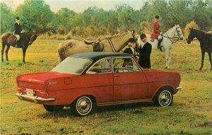 Postcard 1960s Auto dealer advertising Opel Kadett Sport Coupe horses TR24-2827