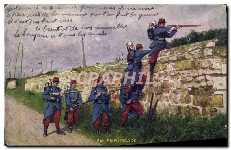 Old Postcard Army in ambush