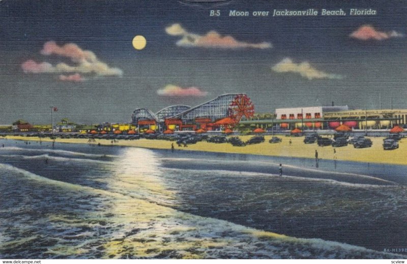 JACKSONVILLE , Florida , 1930-40s , Moon over beach