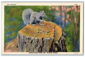 1941 Greetings From Nut Cracker Squirrel St. Cloud Minnesota MN Vintage Postcard