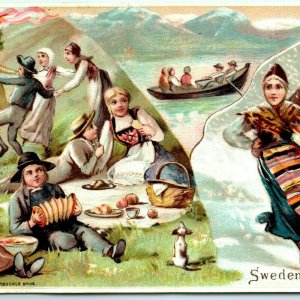1893 Arbuckles Coffee Sweden Victorian Trade Card Sports Pastimes Europe C24 