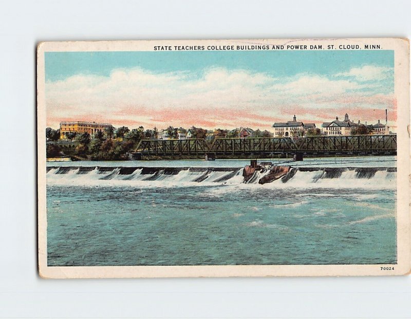 Postcard State Teachers College Building And Power Dam, St. Cloud, Minnesota