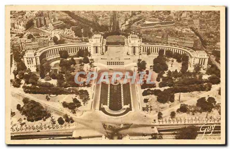 Old Postcard Paris and his wonderful panorama of the Chaillot Palace view fro...