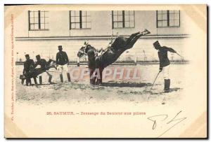 Old Postcard Saumur Horse Equestrian Dressage jumper with pillars