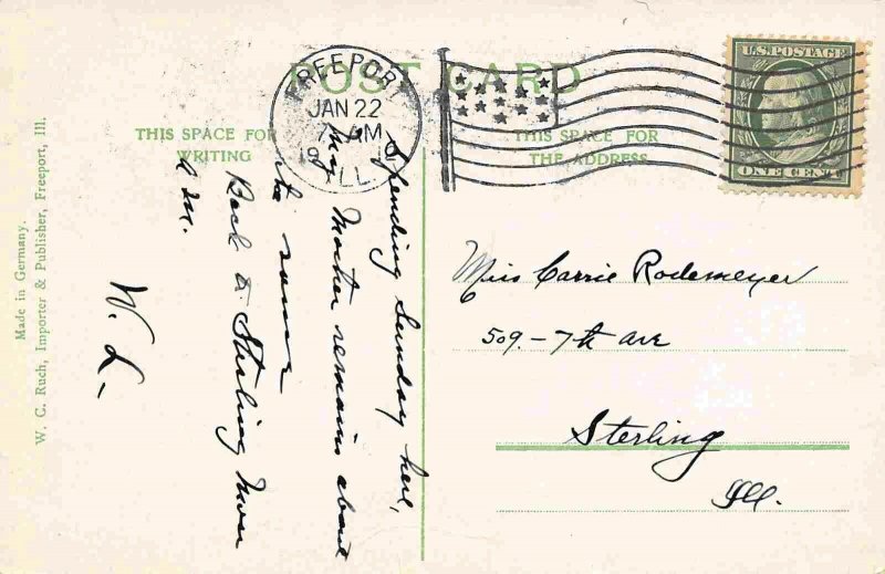 Post Office Freeport Illinois 1912 postcard