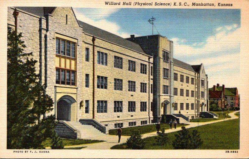 Kansas Manhattan Willard Hall Physical Science Kansas State College Curteich