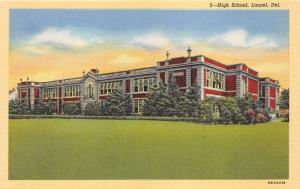 Laurel Delaware~High School & Grounds~Lots of Bushes in Front of School~1940s Pc