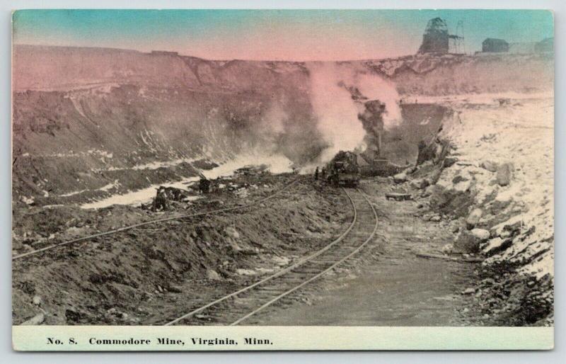 Virginia Minnesota~Commodore Mine~Workers & Machinery Down In~1912 Postcard 