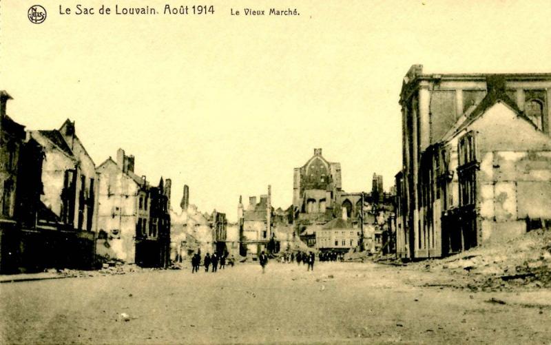 France - WWI, August 1914. Attack on Louvain, View of Marche