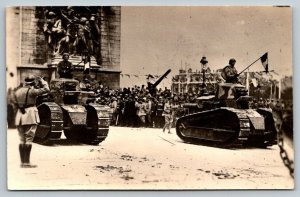 WW1  Victory March  France  July 14th 1919  Tanks  Postcard