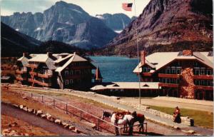 Glacier Hotel & Swift Current Lake Glacier National Park MT Unused Postcard D78