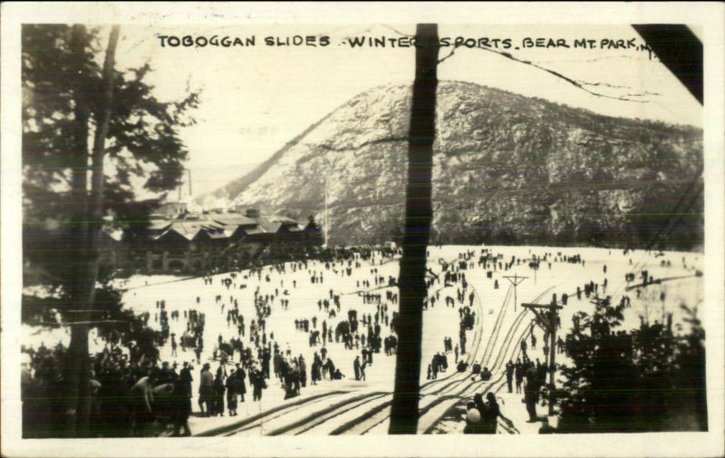 Bear Mtn Park NY Toboggan Slides 1941 Used Real Photo Postcard