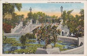 Illinois Chicago Lily Pond and Bridge In Union Park Curteich