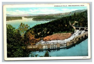 Vintage 1933 Postcard Aerial View of the Hydraulic Falls Iron Mountain Michigan