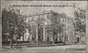 Asbury Park New Jersey NJ Tenney Hotel Overprint on Back Old Postcard