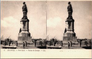 Egypt Port Said Ferdinand De Lesseps statue Base Vintage Postcard C159