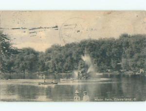 Pre-1907 ROW BOAT AT LAKE BOAT ON WATER AT WADE PARK Cleveland Ohio OH n6572