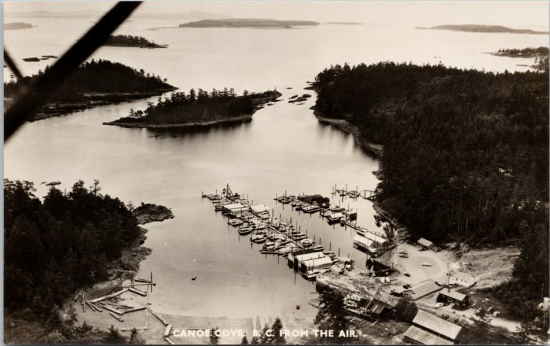 Canoe Cove BC near Sidney British Columbia Aerial View Real Photo Postcard G1