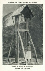 salomon islands, GUADALCANAR, Village's Bell Ringer (1920s) Mission