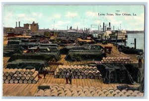 1909 Levee Scene New Orleans Louisiana LA, Beaumont Texas TX Antique Postcard 