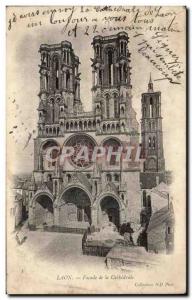 Old Postcard Laon Facade of Catbedrale