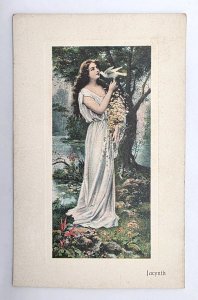 Pretty Lady Art Nouveau Beauty with Dove Goddess Jacynth Postcard L36