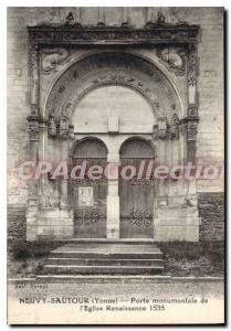 Postcard Old Yonne Neuvy-Sautour monumental Gate of the Church