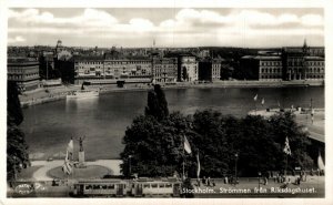 Sweden Stockholm Strömmen Fran Riksdagshuset Vintage RPPC  08.67