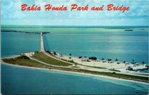 Bahia Honda Bridge Overseas Highway Florida Aerial View Ocean Chrome Postcard 