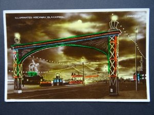 Lancashire ILLUMINATED ARCHWAY Blackpool Illuminations c1929 RP Postcard