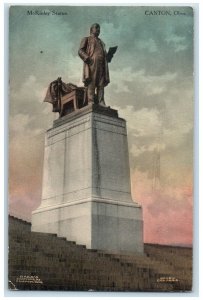1913 View Of McKinley Statue Canton Ohio OH Hancolored Posted Antique Postcard