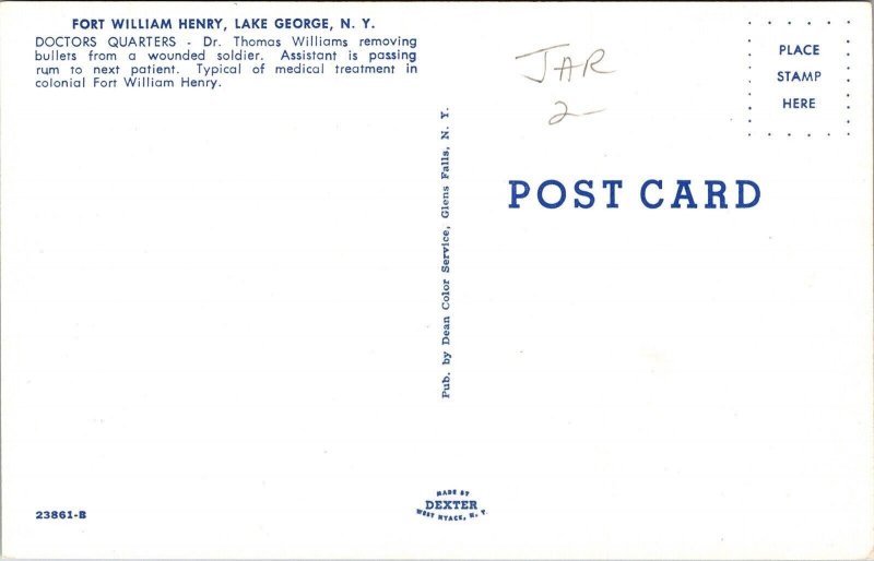 Doctors Quarters Dr Thomas Williams Removing Bullets Soldier Statues Postcard 