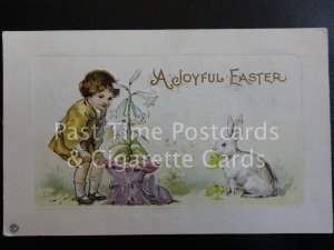Old PC: A Joyful Easter - showing a boy and white rabbit