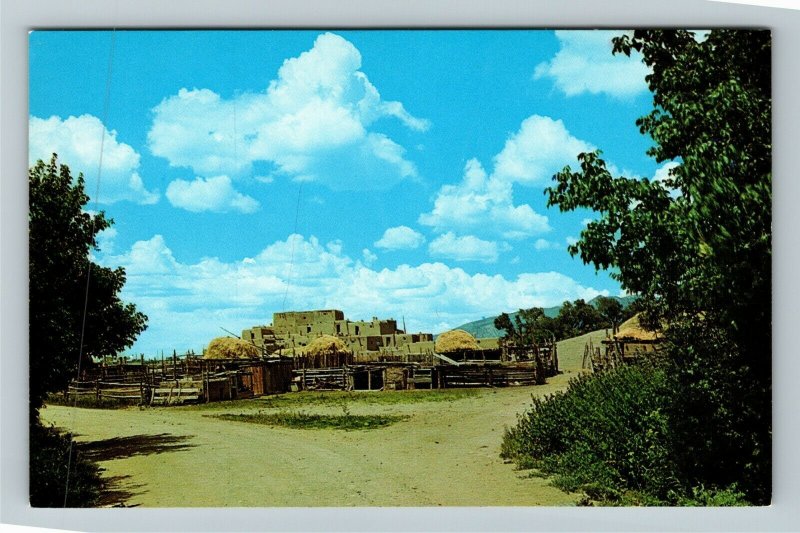 Taos Pueblo Nm New Mexico Taos Pueblo Ramadas And Haystacks Chrome Postcard Latin And South 2707