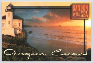 Coquille River Lighthouse~Bandon-By-The-Sea Oregon~Sunset~Continental Postcard