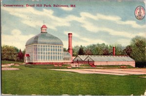 Conservatory, Druid Hill Park, Baltimore MD c1910 Vintage Postcard J76