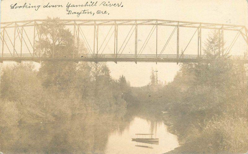 C-1910 Dayton Oregon Truss Girder Bridge Postcard 13572