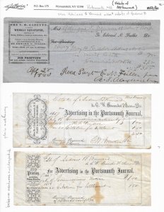 3 1857 Receipts for Advertising in the Portsmouth Journal (56719)