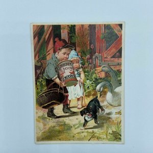 Stickney & Poor’s Mustards Boy Girl Dog Swan State St Boston Mass Trade Card