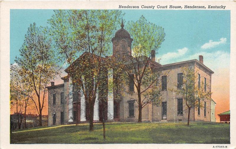 C71/ Henderson Kentucky Ky Postcard Linen Henderson County Court House