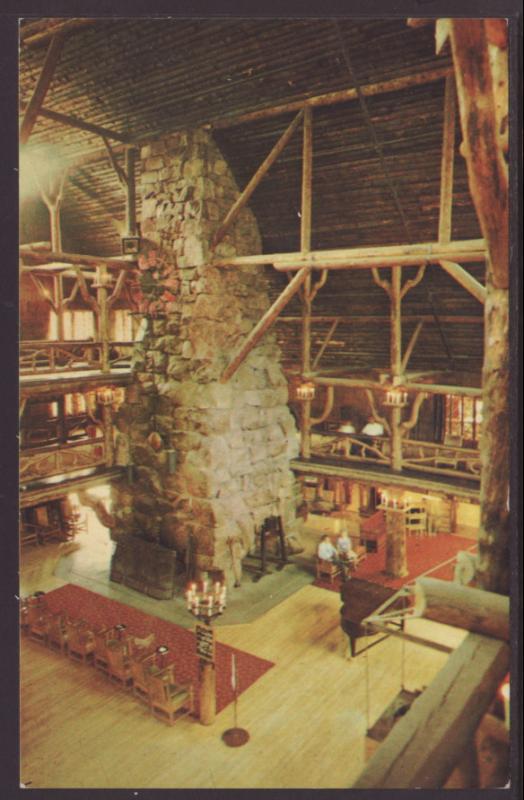 Old Faithful Inn Lobby,Yellowstone Postcard