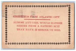 1914 Greetings from Atlantic City New Jersey NJ Antique Message Postcard