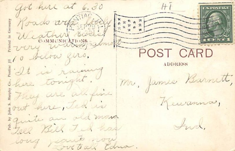 Public Library Pontiac, Illinois USA View Postcard Backing 