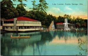 Vtg Eureka Springs Arkansas AR Lake Lucerne View 1940s Linen Postcard