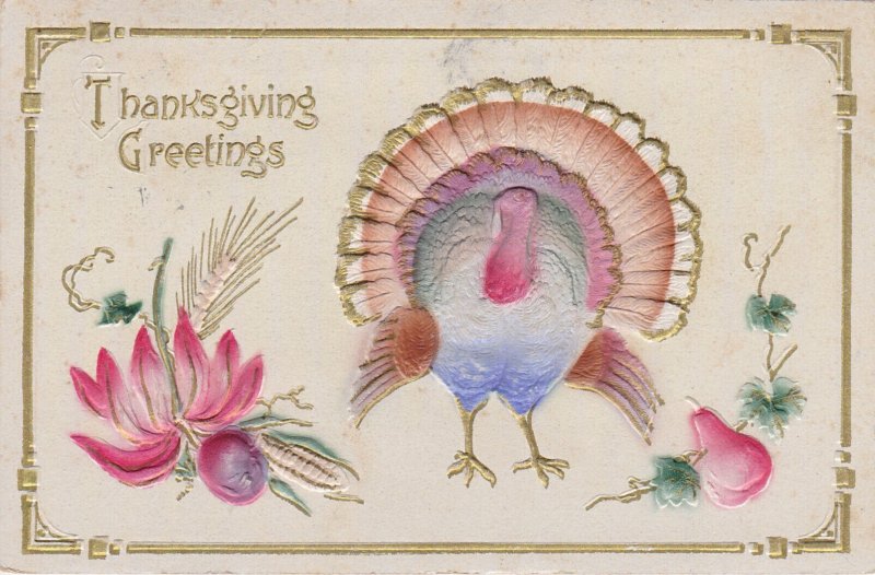 Thanksgiving Greetings With Turkey 1912