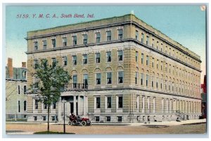 1911 YMCA Building Car Street View South Bend Indiana IN Posted Antique Postcard