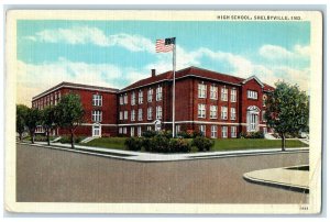 c1940 High School Exterior Building Shelbyville Indiana Vintage Antique Postcard