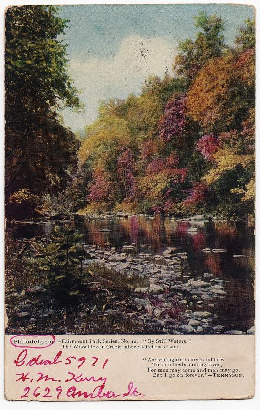 1901 Philadelphia PA By Still Waters Tennyson Wissahickon Creek Fairmount Park